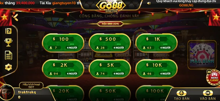 Chinh Phục Ngay Mậu Binh Tại Go88 Với Hệ Thống Bảo Mật Tuyệt Đối