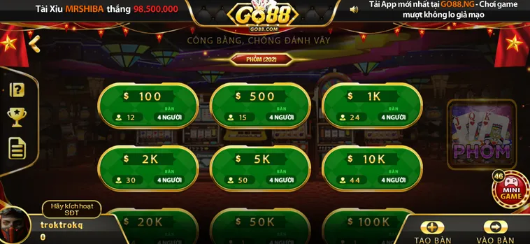Trải Nghiệm Đỉnh Cao Phỏm Tại Go88 Với Hệ Thống Bàn Chơi Đẳng Cấp